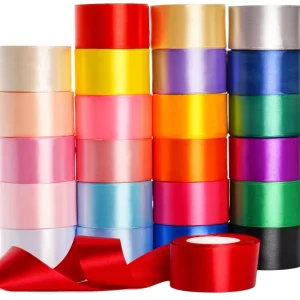 High Quality 100% Polyester Satin Ribbon with Custom Printed English Letters Solid Colors for Gift Wrapping