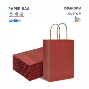 High Quality Classic Biodegradable Recyclable Kraft Paper Shopping Bag Hand Length Customizable for Promotional Packaging