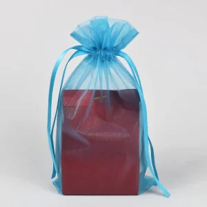 High Quality Clear Customized Size Gift Drawstring Packaging Organza Mesh Pouch Mini Candy Bags with Logo Ribbon