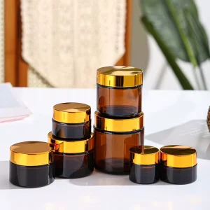 High Quality Cosmetic Containers Face Cream Bottle Glass Jar Eye Cream Bottle Jar With Gold Cap