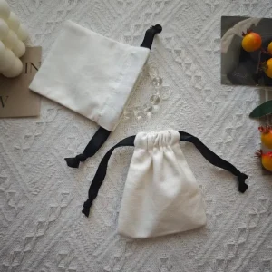 High Quality Cotton Canvas Gift Packaging Dust Bag Custom Natural Cotton Drawstring Jewelry Cosmetic Pouch Jewelry for Bags