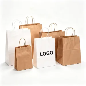 High Quality Custom Brown Kraft Paper Bag Reusable Eco Friendly Shopping Carrier Bag with Strong Twisted Handle for Retail Sale