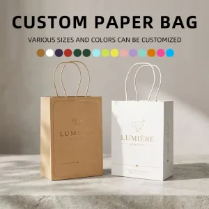 High Quality Custom Printed Kraft Paper Bag Packaging with Your Own Logo Handle for Food Takeaway Shopping