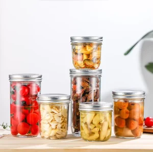 High Quality Cylinder Canning Jar 150ml Pickle Glass Mason Jar with Lids BFHLZG Model Gold Stamped
