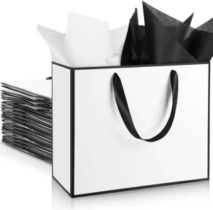High Quality Eco Friendly Biodegradable Durable White Card Paper Bags with Custom Logo and Size for Shopping