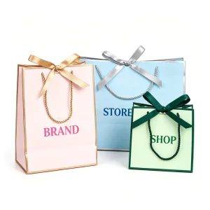 High Quality Eco Friendly Durable Biodegradable Recyclable Reusable Customizable Logo Hand Length Handle Gift Paper Bags