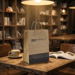 High Quality Eco Friendly Luxury Kraft Paper Bag Stand Up Brown Pouch with Square Bottom Block Design