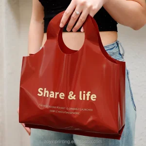 High Quality Eco-friendly LDPE Shopping Bag Soft Touch Plastic Die Cut Bag Heat Seal Gravure Printing for Shoes Boutique Retail