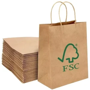High Quality Factory Custom Printed Logo Solid Durable Bottom Brown Kraft Paper Bag with Handles