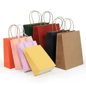 High Quality Factory Recyclable Kraft Paper Shopping Paper Bag for Food with Handle