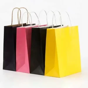 High Quality Factory Restaurant Catering Food Packaging Kraft Brown Paper Bag with Handle