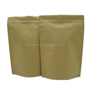 High Quality Kraft Paper Bag with Reusable Ziplock Stand up Bag Without Printing in Stock SmellProof Food Grade PE Bag