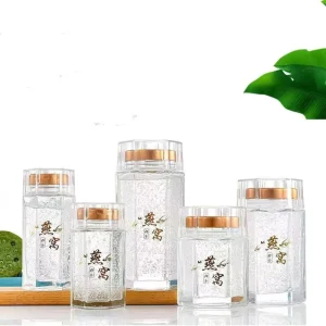 High Quality Luxury Empty Sealed Glass Storage Jar Hexagonal Glass Honey Jar with Metal Screw Lid and Acrylic Cover