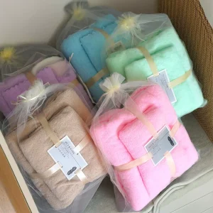 High Quality Microfiber Bath Towel Set 2in1 Coral Fleece Knitted Adult Size Manufacture Attractive Promotional Gift