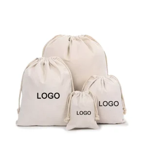 High Quality Muslin Dust Bag Cotton Drawstring Bag with logo Printing
