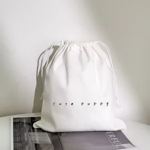 High Quality Recyclable Custom Logo Printed Canvas Cotton Dust Bag Jewelry Packaging Drawstring Pouch