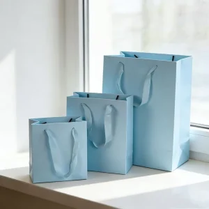 High Quality Recycled Materials Luxury Paperboard Bags Lamination Ribbon Handles for Supermarket Use-Customizable Sizes Colors