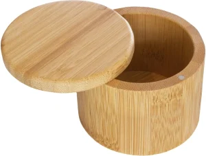 High Quality Small Circular Bamboo Box Wooden Storage Box with Sliding Magnetic Cover Paper Clip Storage Box Desktop Storage