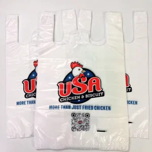 High Quality Transparent PE Plastic T Shirt Bag for Carry Disposable Vest for Vegetables Durable Gravure Printing Supermarket