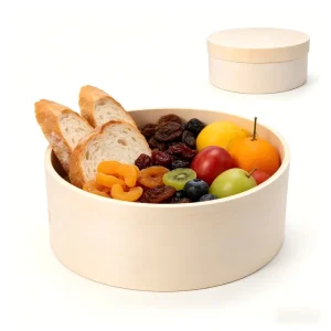High Quality Wood Gift Box Eco friendly Wooden Round Box Food Grade Tableware Packaging with Customized Logo Diameter 110mm
