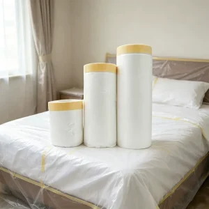 High Temperature Resistance Multi Purpose Pre taped Protective Masking Film for Home Renovation Furniture Auto Spray Painting