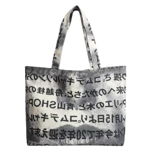 High-capacity Water Resistant Canvas Letter Print Fashion Aesthetic Trendy Tote Shopping Bags