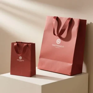 High end Burgundy Color Gift Paper Bag Custom Printing Logo Various Color Paper Shopping Bags With Handle for Small Business