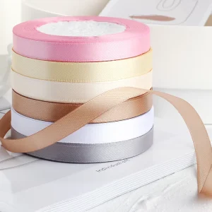 High end Gift Ribbon 1cm Pure Color Satin Ribbon Gift Box Decoration Wedding Decoration Length 24 Yards Holiday Ribbon