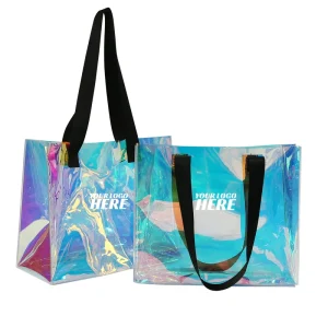 Holographic Large Beach Tote Clear Gift Shopping Bag Rubber Pvc Silicone Custom Transparent Bags for Women