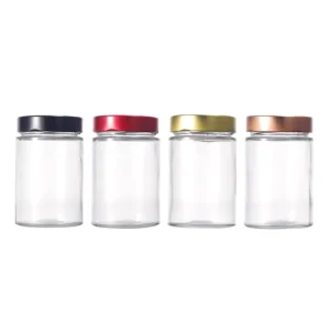 Honey Bottle Glass Honey Jar With Lid, Food Packaging Container, Round Glass Honey Jars