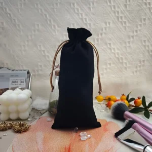 Hot Stamping Suede Pouch Drawstring Dust Bag Black Suede Gift Bag for Jewelry Makeup Tools Dust Bag