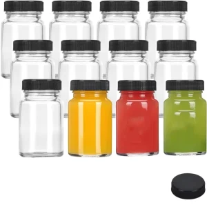 In Stock 2oz Width Mouth Opening Small Glass Bottle With Cap Capsule Jar 60ml Capacity for Juice Coffee Takeaway