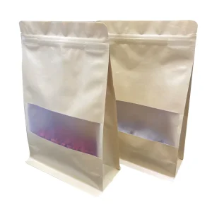 In-Stock Screen Printed Recyclable Frosted Window Kraft Paper Bags Eight-Side Sealed Folders Goji Berries Tea Leaves