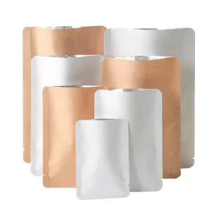 In Stock and Custom 3 Side Seal BOPP Foil Metallized Heat Sealing Gravure Printed Brown Kraft Paper Food Packaging Bags