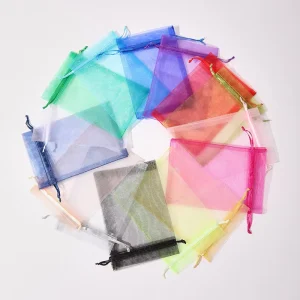 In-stock Fashion SBD Model Plain Transparent Organza Drawstring Gift Mesh Netting Pouches Packaging Jewelry