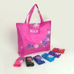In-stock Flocking Printed Snap-closure Tote Bag 210D Oxford Cloth Pouch Hidden Foldable Supermarket Shopping Bag Small Bag
