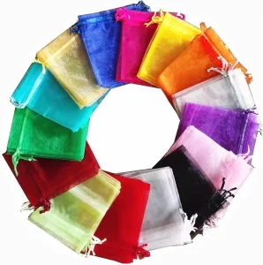 Jewelry Christmas Gift Sheer Pouch Sealing Handle Wine Bottle Packaging Factory Supplier Solid Color Organza Luxury Bag
