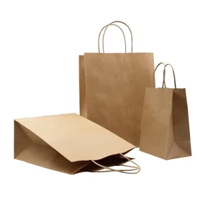 KH Small Kraft Paper Bag with Ribbon Handle Brown Black White Custom Logo for Food Bread Supermarket Use