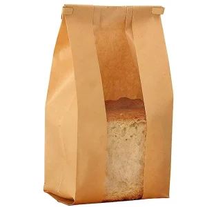 Khpack Custom Logo Printed Kraft Paper Bakery Food Grade Reusable Bread Bag Plastic Window for Promotion for Supermarket Use