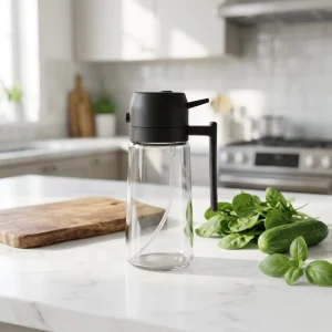 Kitchen 2-in-1 Oil Dispenser and Sprayer 200ml Glass Olive Oil Spray Bottle for Cooking