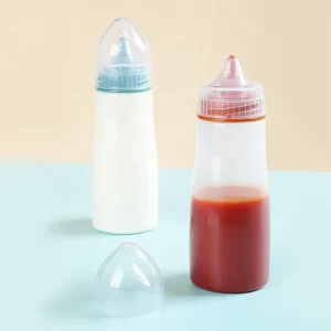 Kitchen Accessories 450ml 15OZ Plastic Seasoning Jar with Lid Cream Oil Dispenser Squeeze Sauce Bottles