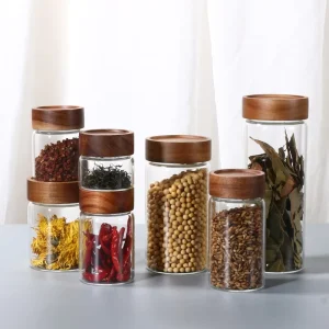 Kitchen Cylinder Clear Sealed Glass Jar for Tea Coffee Spices Beans Grains Baby Food & Sugar 335ml 550ml 750ml