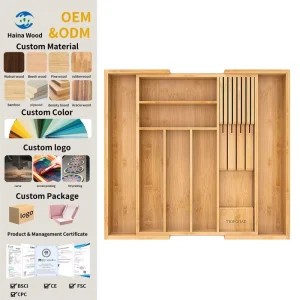 Kitchen Drawer Organizer Bamboo Expandable Insert Mount Silverware Organizer