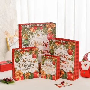Kraft Delicacy Paperboard Bag Recyclable Tote Gift with Flexo Printing Christmas Logo Print for Candle Craft Use
