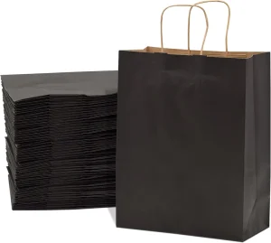 Kraft Paper Bag Black Gift Shopping Paper Bag With Logo for Clothing Custom Paper Packaging Bag