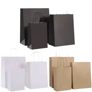 Kraft Paper Bags Hand Length Handle Eco Friendly Recycled Materials Large Pink Aluminium Foil Lined Grocery Food Delivery Carry