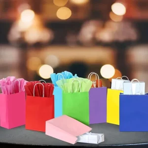 Kraft Paper Bags Paper Gift Bags with Handles Bulk Brown Medium Size Nature Support Custom and Stock Recyclable Accept