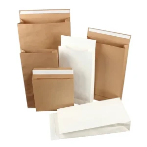Kraft Paper Brown Biodegradable Eco friendly Square Bottom Courier Clothing Packaging Bag Self Adhesive Seal No Handle