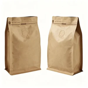 Kraft Paper Coffee Stand Up Pouch Valve Aroma Locking Food Grade Packaging Resealable Customizable ISO9001 Certified