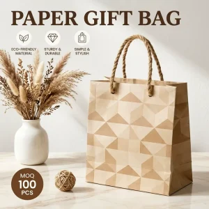 Kraft Paper Custom Printed Logo Luxury Clothing Shopping Boutique Recyclable Eco Friendly Reusable Gift Bag Aseptic Promotion